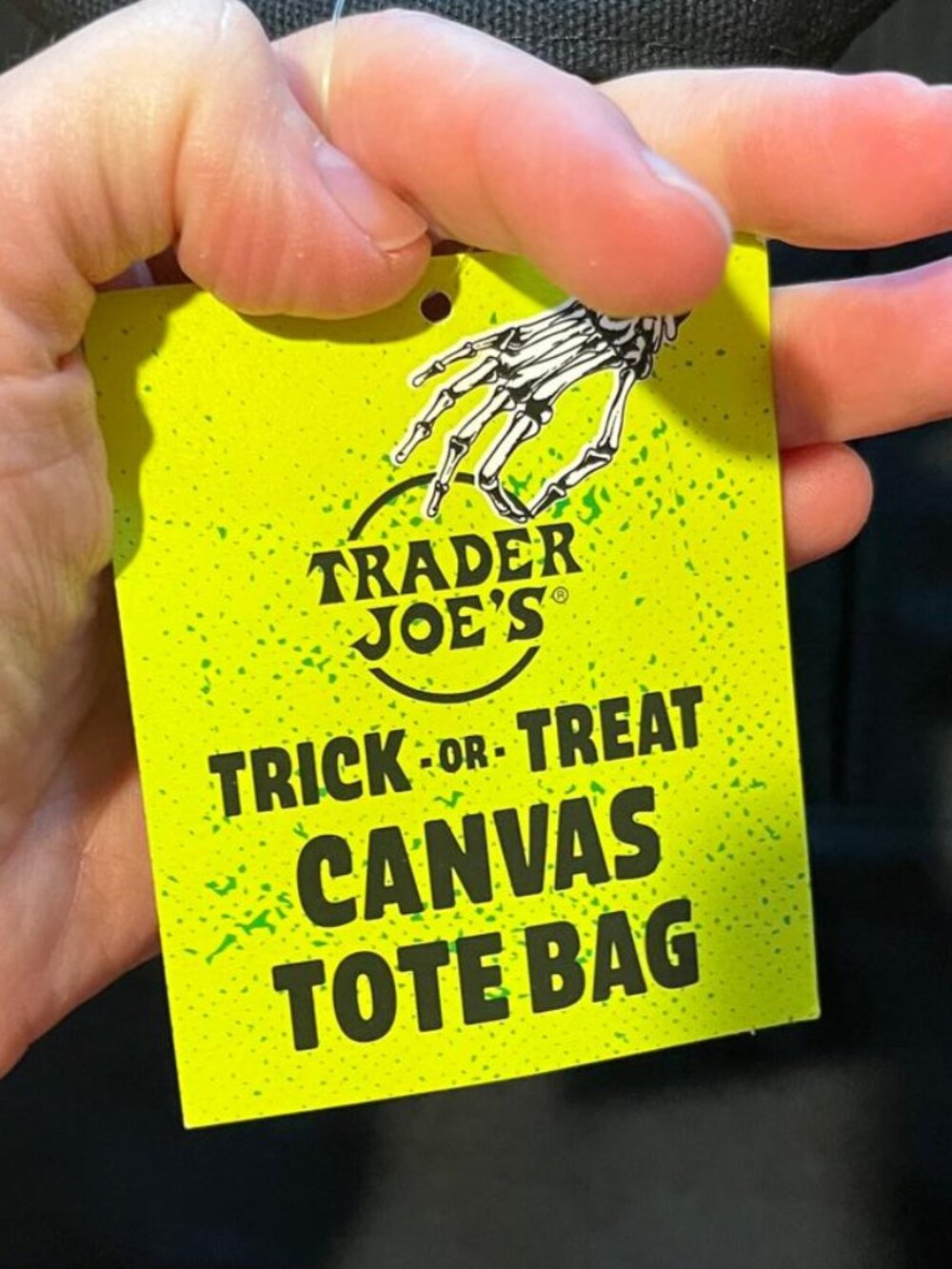 Trader Joes Trick or Treat Mini Canvas Tote Bag Black with Orange Embroidery NWT - Picture 4 of 6